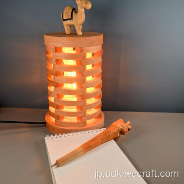 多層ベッドサイド調光可能な木製テーブルランプ